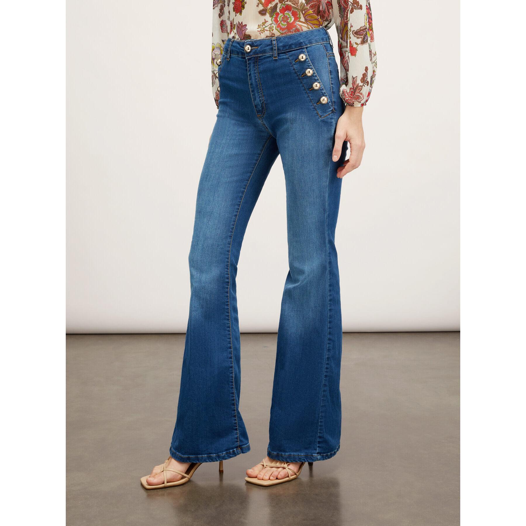 Motivi - Jeans flare con motivo bottoni - Blu