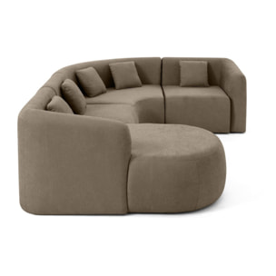 Ikare - canapé modulable d'angle gauche - 5 places - avec méridienne - en tissu - Taupe