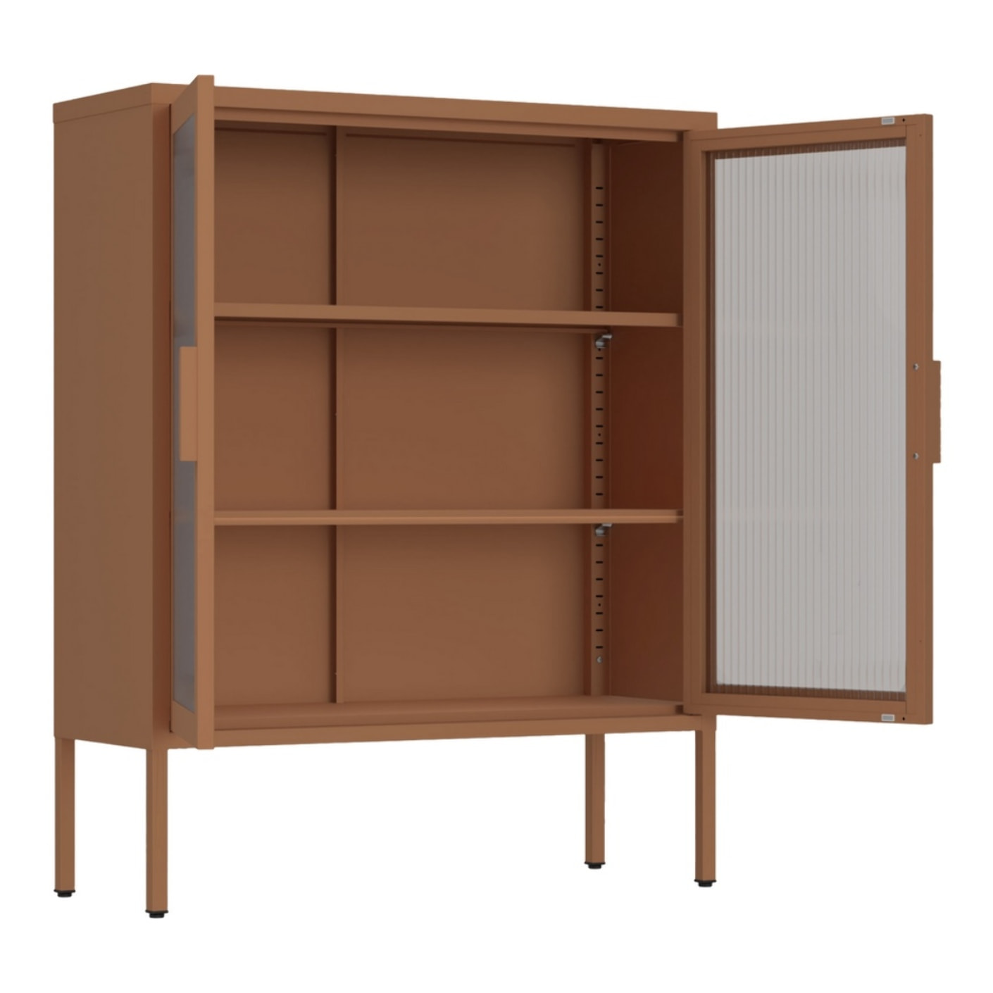 Vetrina in metallo 2 ante con ripiani 80x38x100h cm mattone - Pop