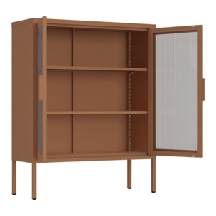 Vetrina in metallo 2 ante con ripiani 80x38x100h cm mattone - Pop