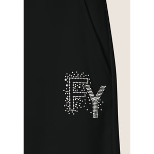 Pantaloni corti con Risvolto e Logo Strass