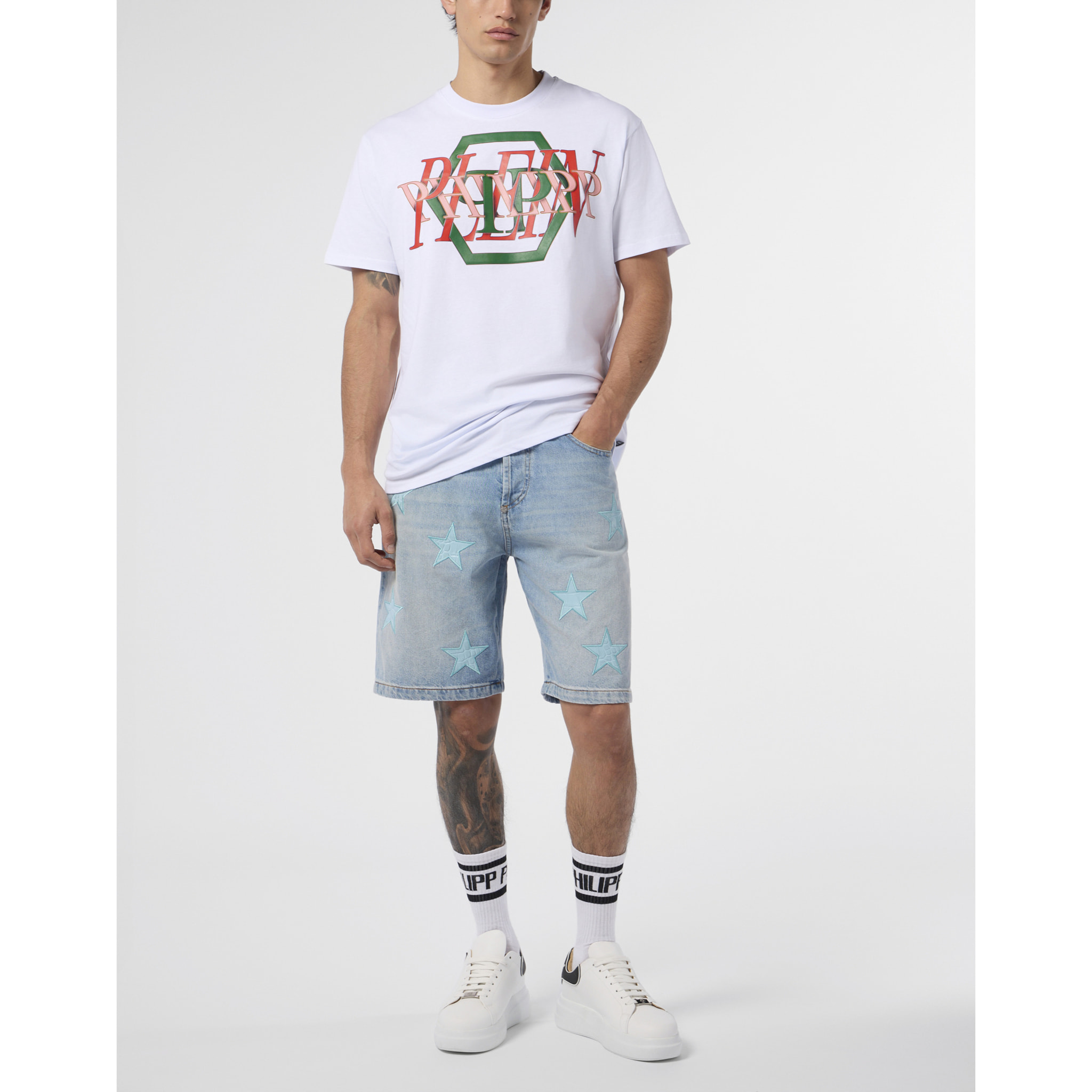 PHILIPP PLEIN Round Neck T-Shirt Logo Hexagon