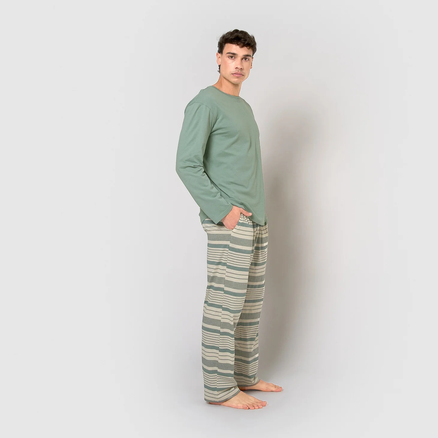 Pigiama lungo in cotone bonnylong color acquamarina