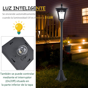 Conjunto de 2 Farolas Solares Luces Solares para Jardín con Panel Solar Encendido Automático Impermeable IP44 para Terraza Patio 18x18x160 cm Negro