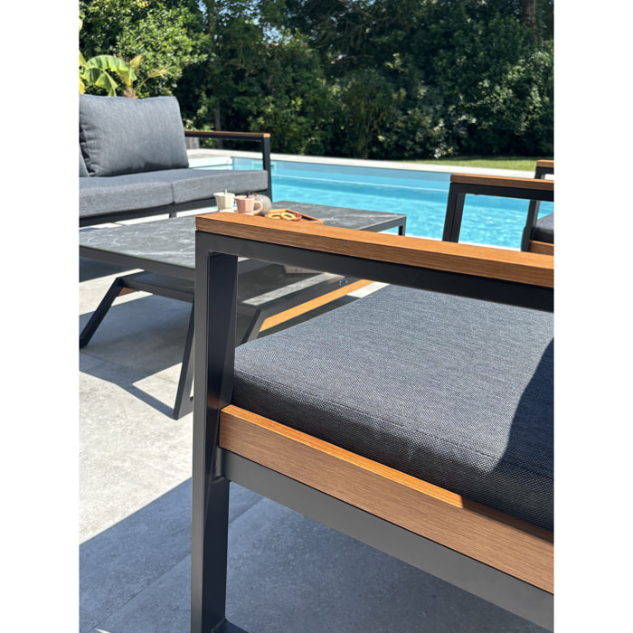 TADEO - Salon de jardin bas 5 places - Noir