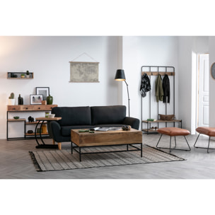 Étagère murale industrielle en bois manguier massif et métal noir L60 cm RACK