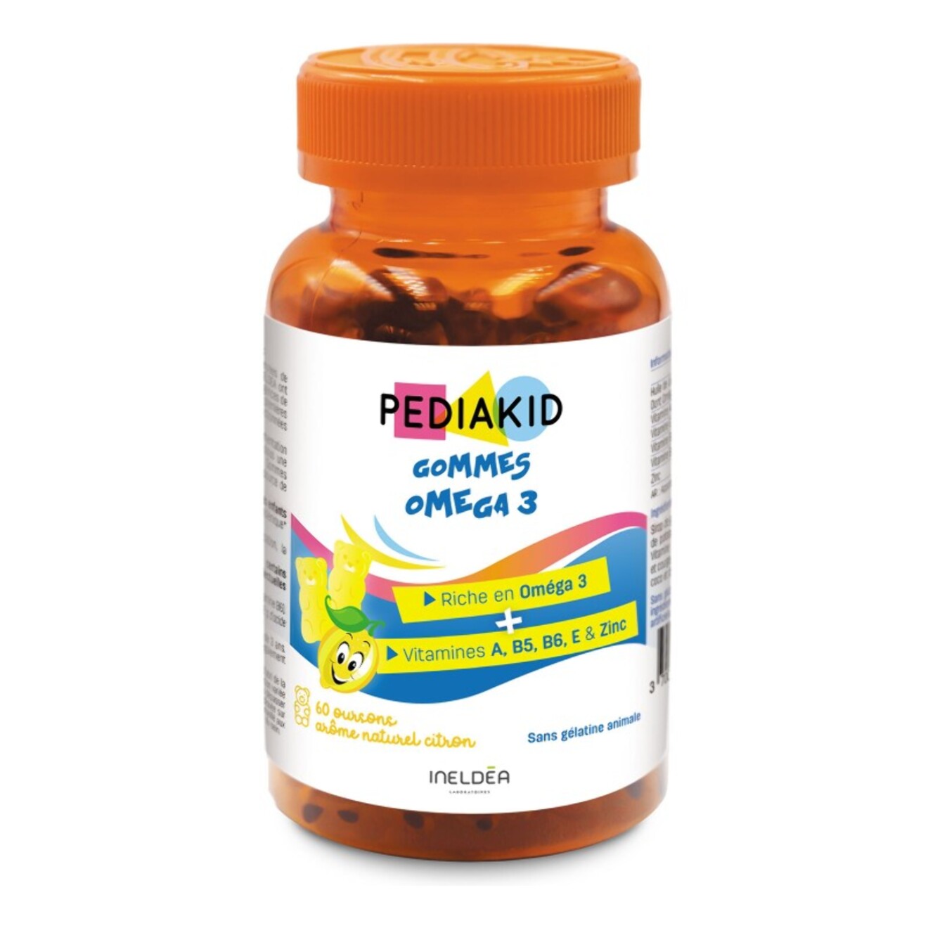 PEDIAKID - Gommes Oméga 3 - Formule Naturelle au Délicieux Arôme de Citron - Soutient les Fonctions Cognitives - Favorise la Croissance et le Développement Cérébral