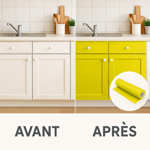 Rouleau adhésif décoratif Vinyle au Mètre - Jaune canari - Sticker Lavable Imperméable Mur Cuisine Meubles