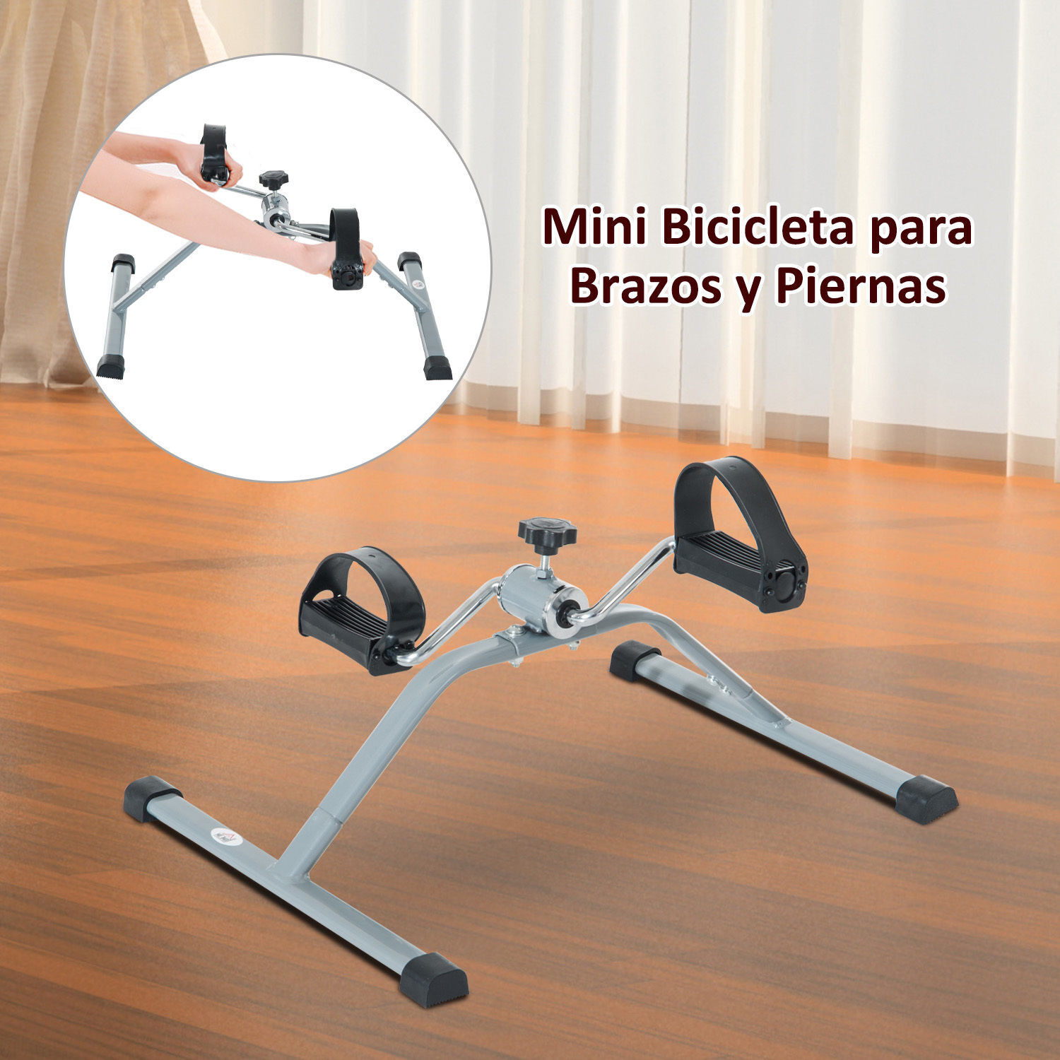 Mini Bicicleta Estática Acero ABS PP 40x53x29cm Gris y Negro