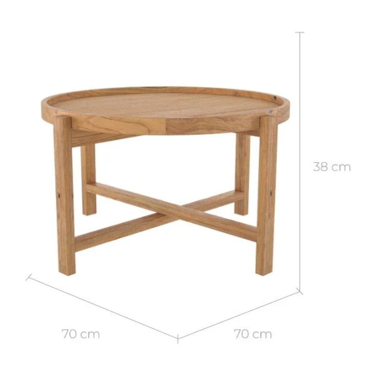 Table basse ronde en bois de teck recyclé D70 cm - Kouma
