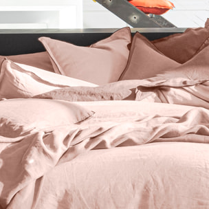 Housse de couette 100% lin lavé rose nude