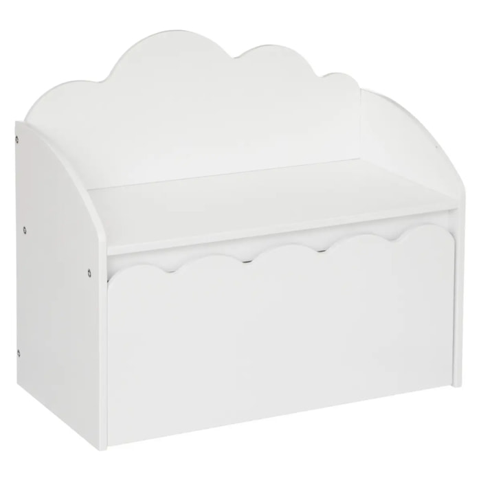 Banc coffre enfant "Nuage" - bois - blanc - 60x30 cm