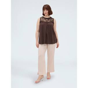 Fiorella Rubino - Top con pizzo - Marrone