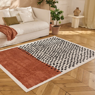 PANTONE - Tapis terracotta à motif à pois TERRA DEL SOL
