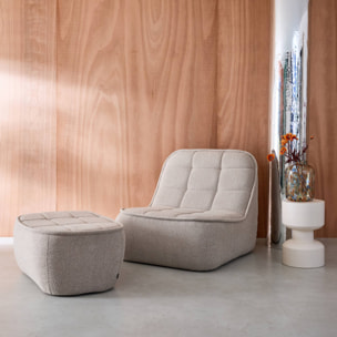 Chauffeuse bouclette texturée 1 place + repose pieds beige L 93 x P 104 x H 85cm - Boni