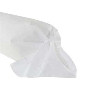 Taie de traversin unie en lin métis, Made in France, VENISE , Blanc