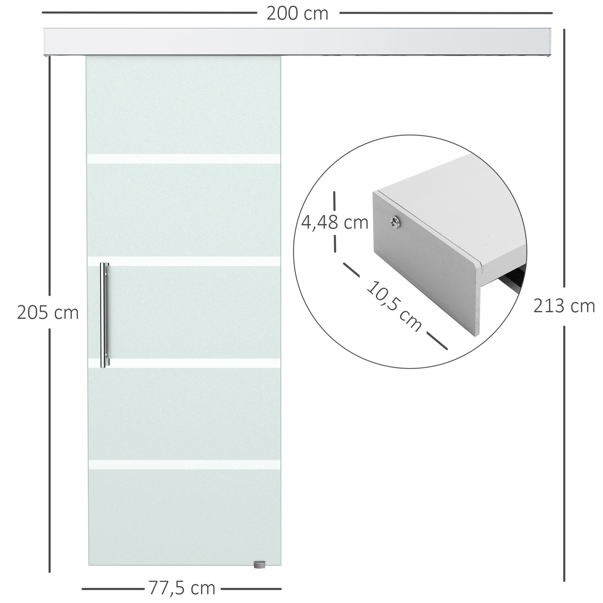 Puerta Corrediza de Vidrio Puerta Corredera Deslizante de Cristal Seguridad 77,5x205 cm