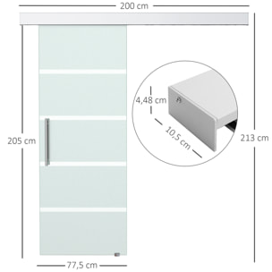 Puerta Corrediza de Vidrio Puerta Corredera Deslizante de Cristal Seguridad 77,5x205 cm