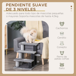 Escaleras para Gatos de 3 Escalones Escaleras para Mascotas Árbol Rascador para Gatos Pequeño con Poste Rascador Bola Colgante 45x40x48 cm Gris