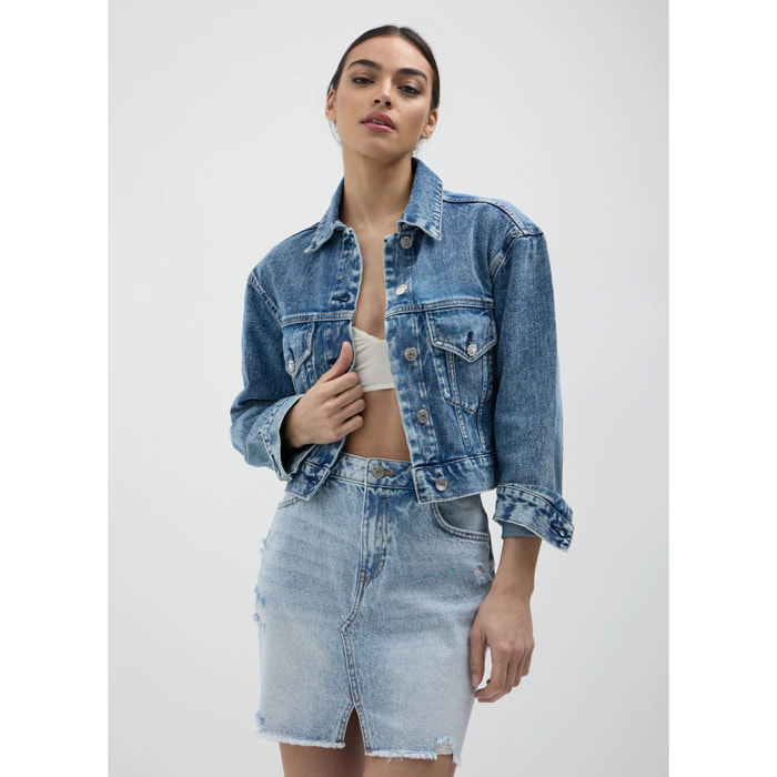 Minigonna in denim con rotture