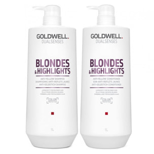 GOLDWELL Kit DS Blondes & Highlights Anti-Yellow Shampoo + Conditioner 1000ml