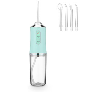 Irrigador bucal con 4 cabezales. 220ml, rotación 360, 3 modos.