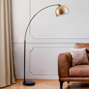 Lampadaire en métal couleur noir et laiton - Dinard