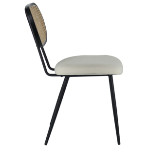 Lot de 2 chaises en cannage et tissu boucle écru ELENA