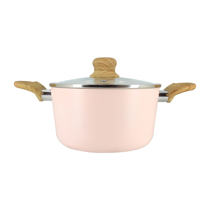 Faitout 20cm avec revêtement céramique rose - tous feux COLORAMA