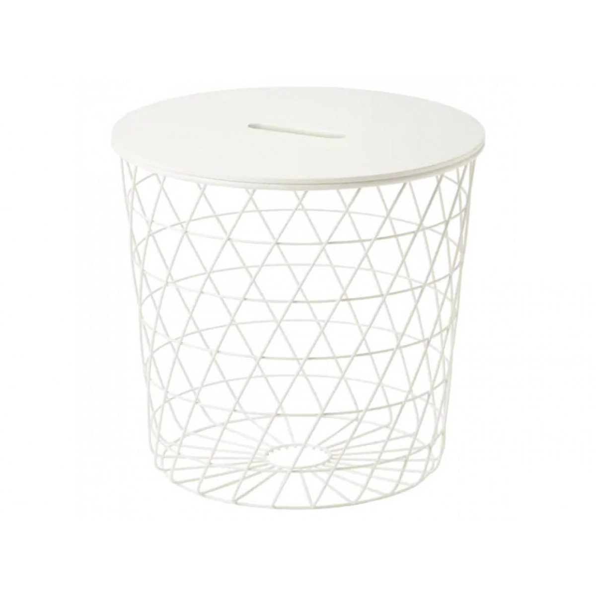 Set de 2 tables basses gigognes rondes filaires en métal blanc - FIL