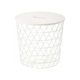 Set de 2 tables basses gigognes rondes filaires en métal blanc - FIL