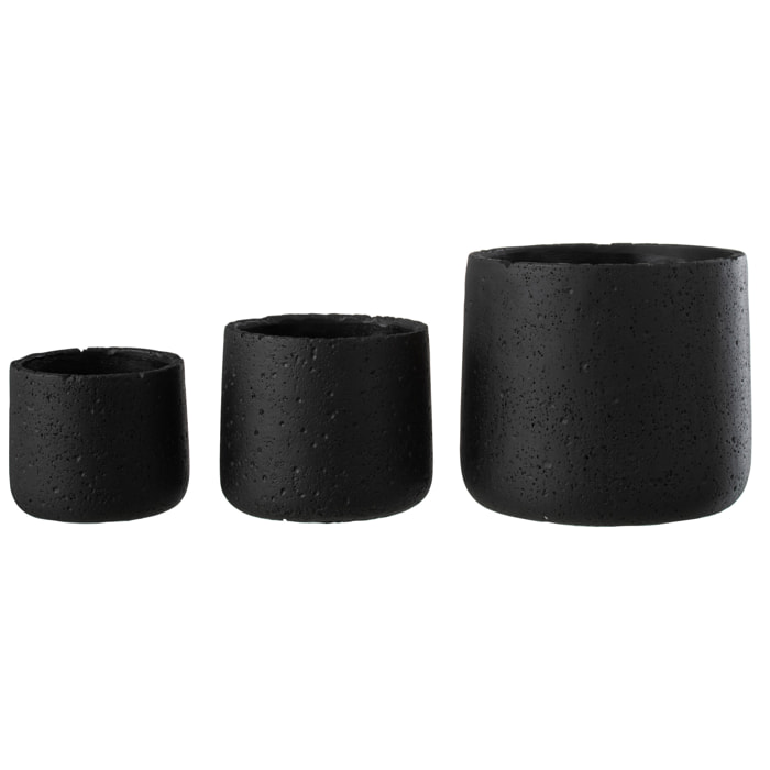 J-Line cache-pot Potine - ciment - noir - large - Ø 19 cm