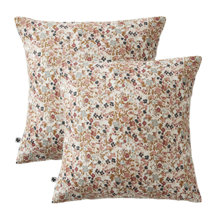 Lot de 2 taies d'oreiller 60x60 cm en gaze de coton - CAPUCINE