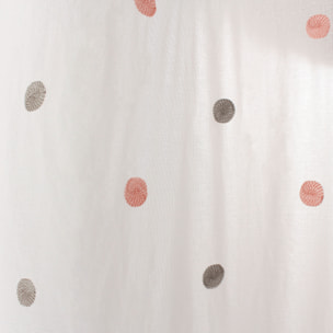 Voilage sablé brodé 'Pois colorés' - Rose Boudoir