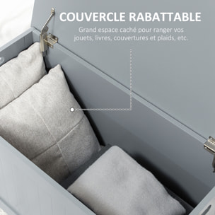 Coffre malle de rangement 81L x 40l x 46H cm MDF gris