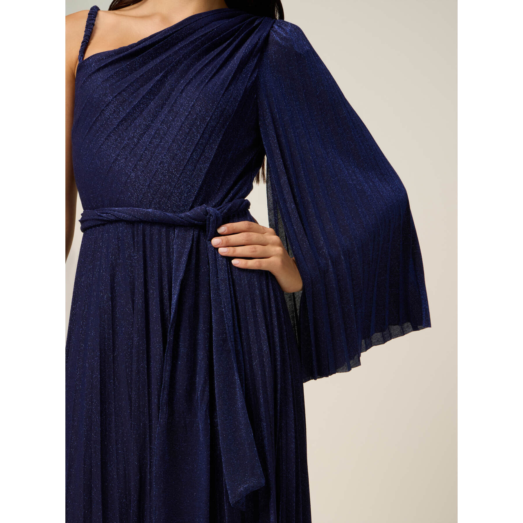 Oltre - Vestido de un solo hombro en jersey de lurex - Azul