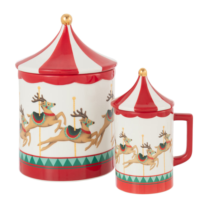 J-Line pot de conservation Carroussel Dolomite - plastique - rouge/blanc