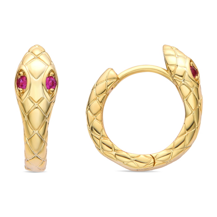 Pendientes de Circonita Rubí acabados en oro amarillo de 18K