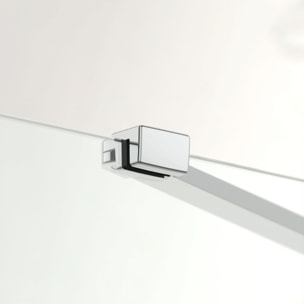 Fusion ensemble porte pivotante /paroi 100x100cm anticalcaire avec profilés chrome brillant (SATFUDP100S100-SET)