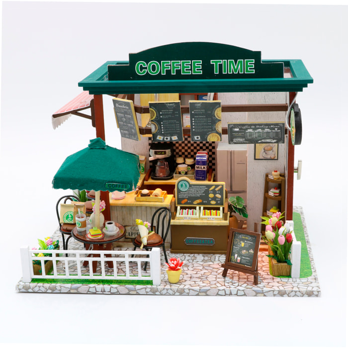 Negozio di Caffè. Modello 3D realistico con grande dettaglio e luci LED.