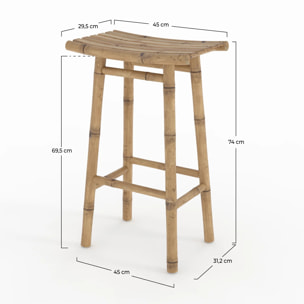 Tabouret de bar extérieur en bambou 74 cm - Vadella