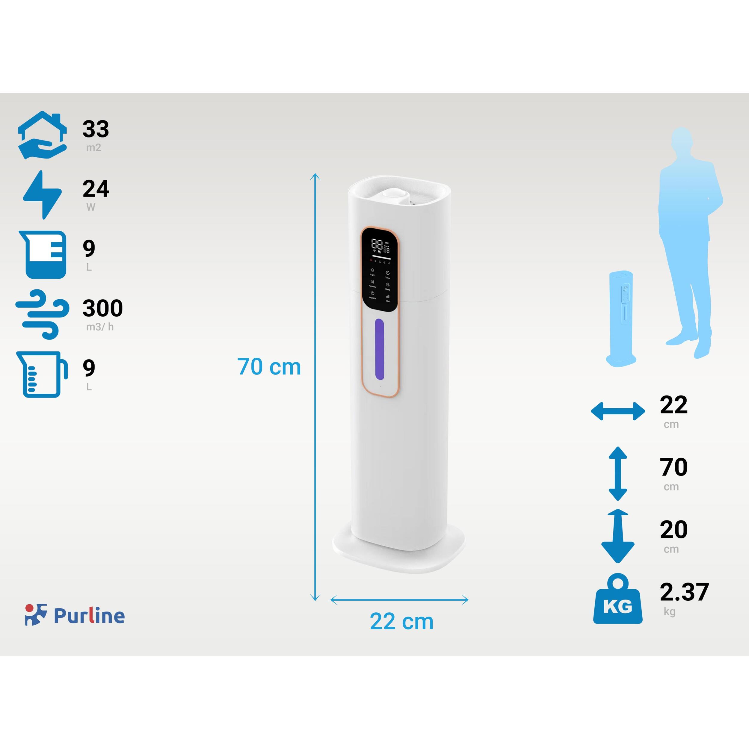 Humidificador ultrasonidos digital de gran capacidad HYDRO 20 PURLINE