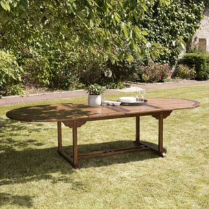 MAEVA - Table de jardin 10/12 personnes - ovale double extension 200/300 x 120 cm en bois teck huilé