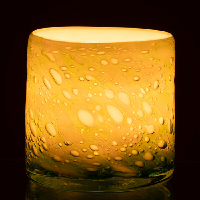 J-Line photophore Marbre - verre - vert/blanc - small