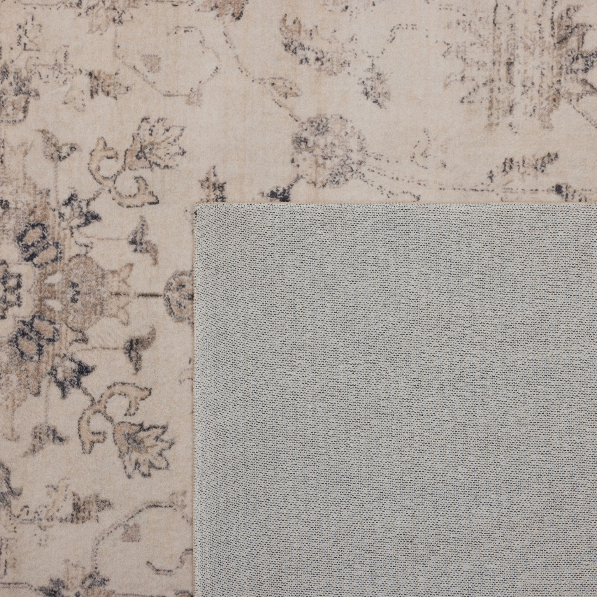 INKA - Tapis beige à poils courts doux à motif oriental