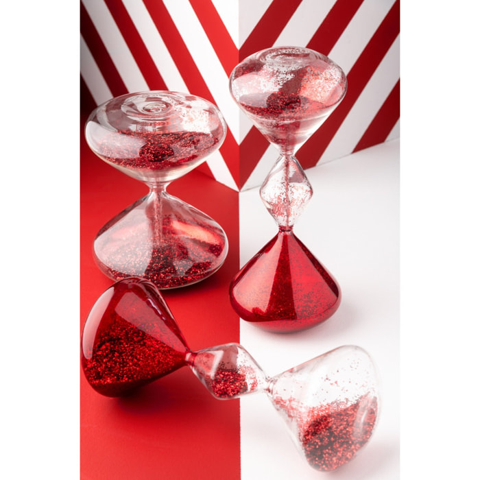 J-Line sablier Paillettes - verre - rouge