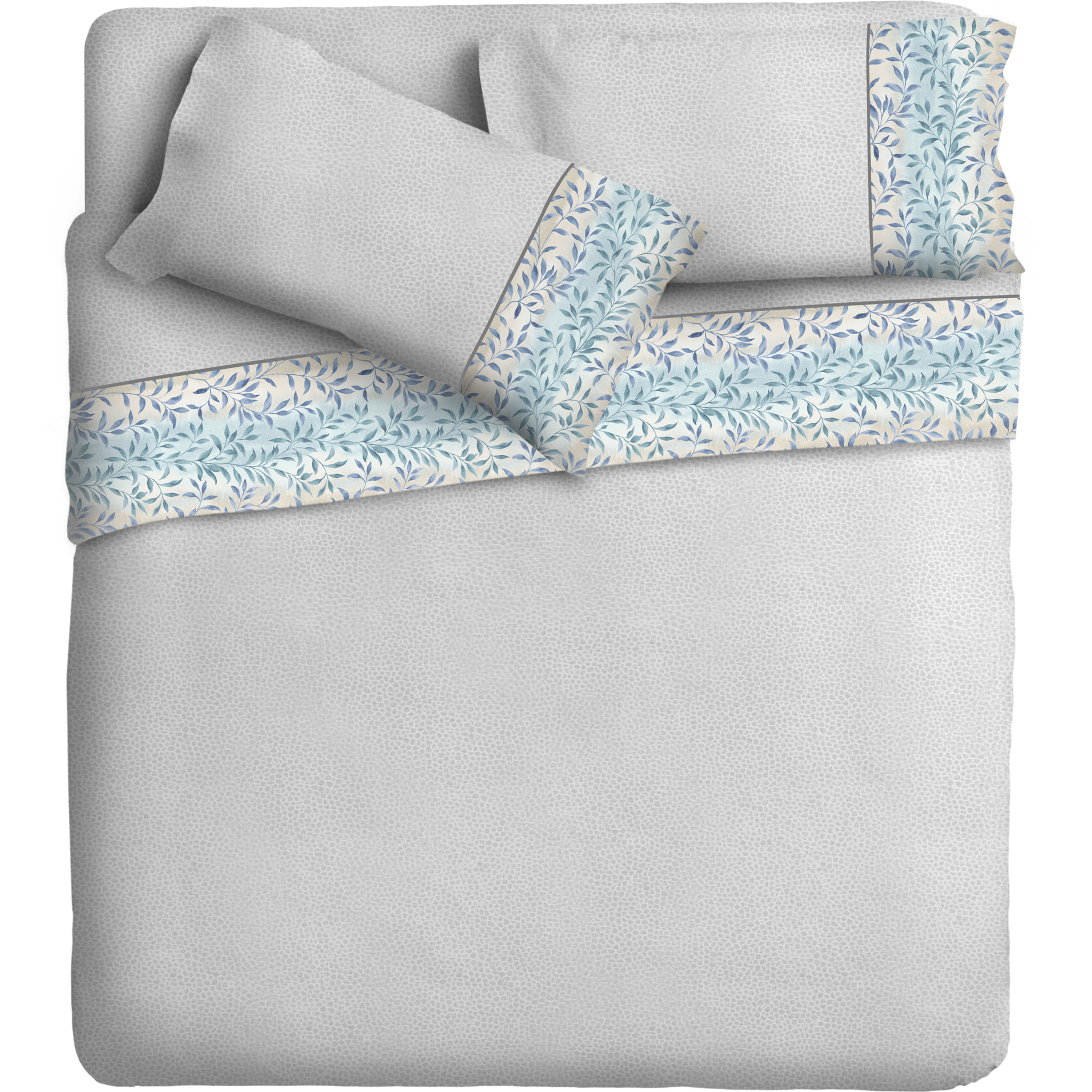 Completo letto Armonie IPERSAN Puro Cotone Felce Borbonese Grigio