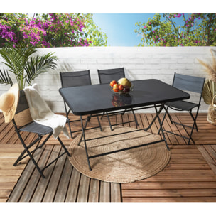 Table Pliante Effet Ardoise 4 Places