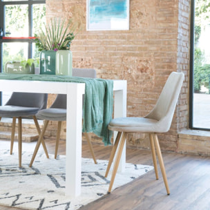 Pack de 4 chaises -tissu et bois, pieds métaliques-couleur beige 47 x 87 x 51 cm