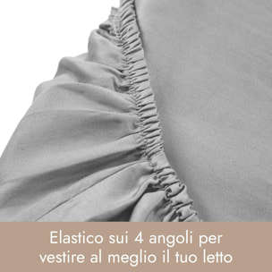 Intrecci Home Lenzuolo con Angoli, Lenzuolo Sotto in Raso di Puro Cotone Satin,Made in Italy, Morbidezza Suprema, Elegante e Confortevole, Tinta Unita
